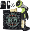 50FT Expandable Garden Hose with 9 Function Nozzle and Solid Brass Fittings V5448