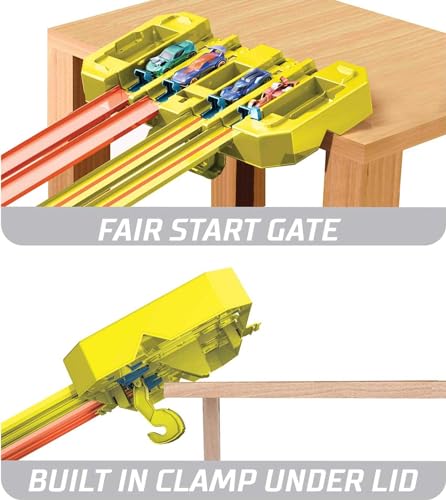 Multi-Lane Speed Box Toy Car Track Builder Playset with 18 Component Parts & 2 1:64 Scale Vehicles H107953