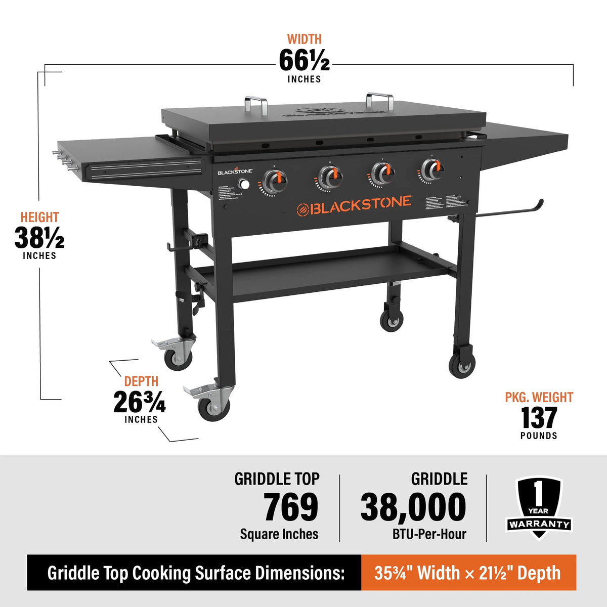 4-Burner 36 Griddle Cooking Station with Hard Cover T151