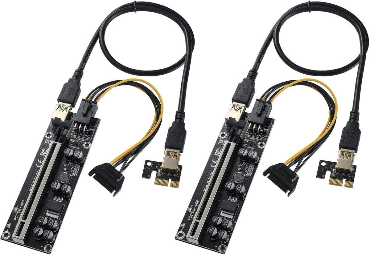 PCIE Riser with 6PIN SATA Power Cable and 60cm USB 3.0 Cable, 6 Pack P32883