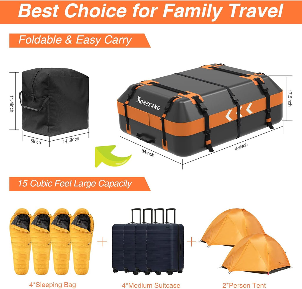 15 Cubic Feet Waterproof Reflective Car Roof Bag W622582