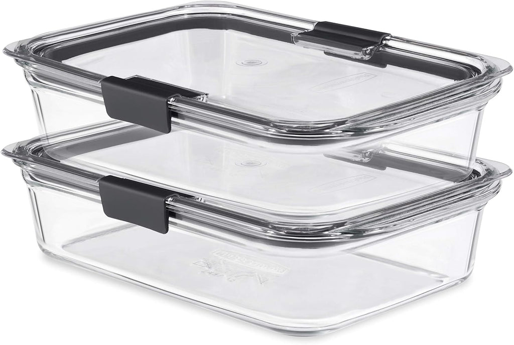 8-Piece Glass Food Storage Containers with Lids, Clear/Grey X88516