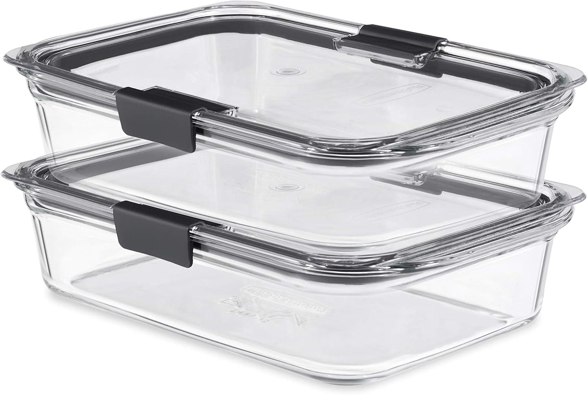 8-Piece Glass Food Storage Containers with Lids, Clear/Grey X88516