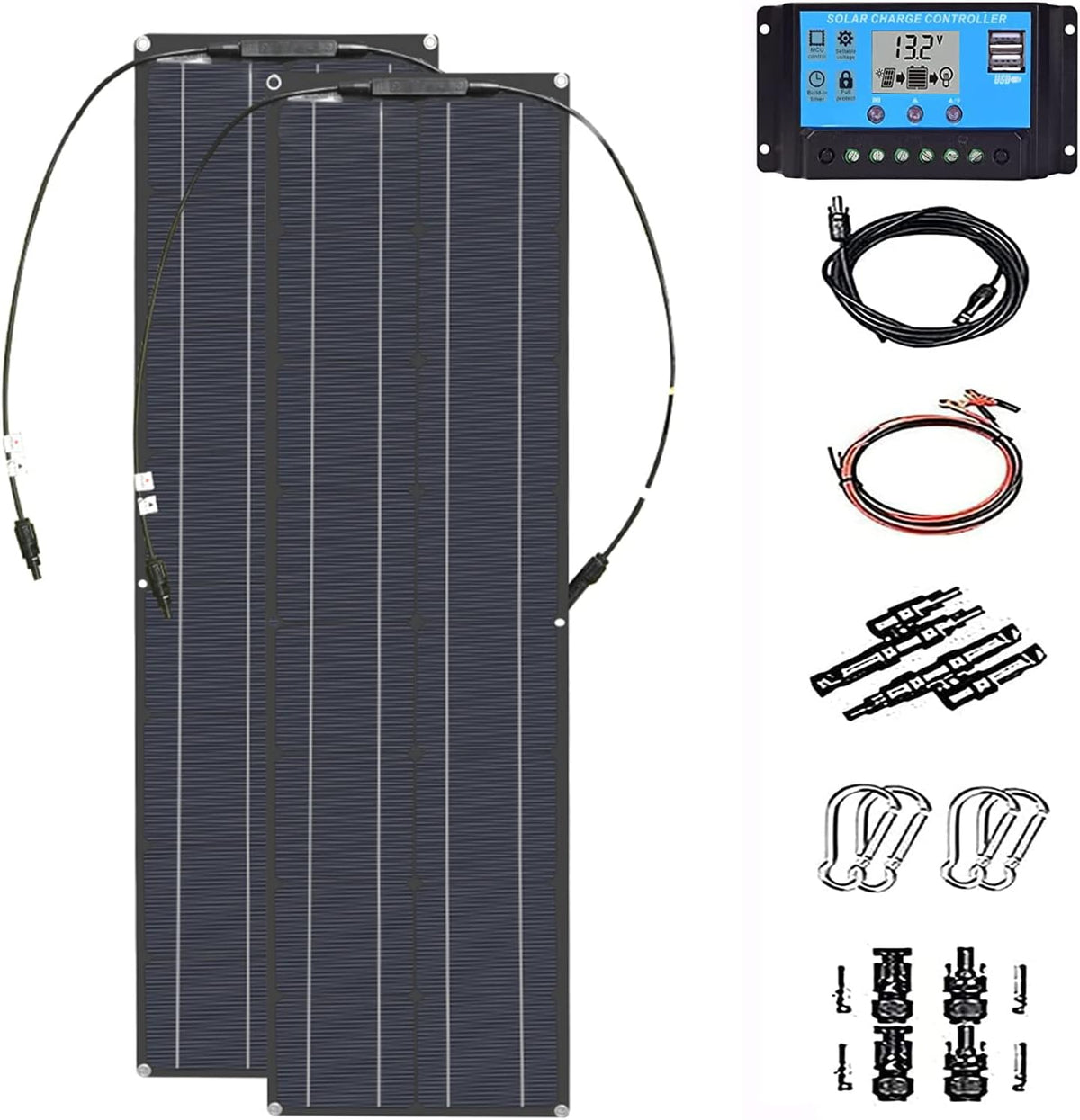 2pcs 200W Monocrystalline Flexible Solar Panel Kit K699