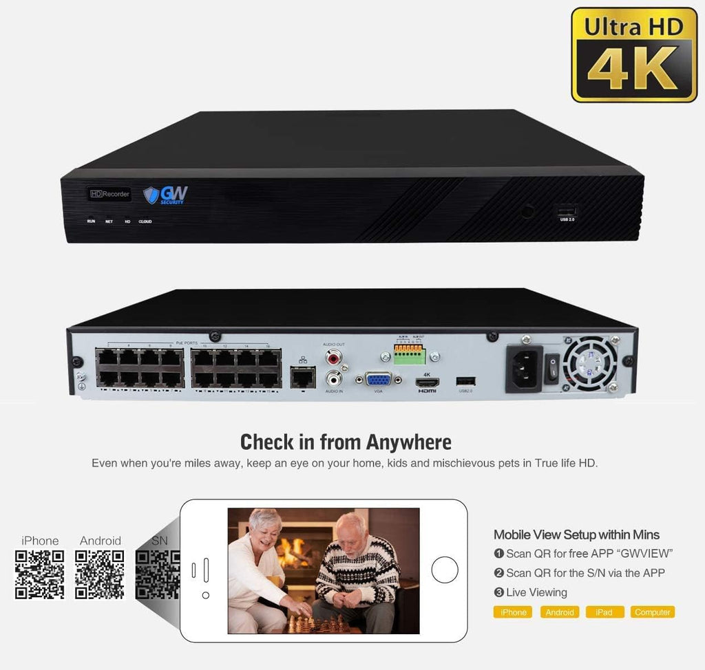 16 Channel 4K PoE Security Camera System with 8 Cameras U681