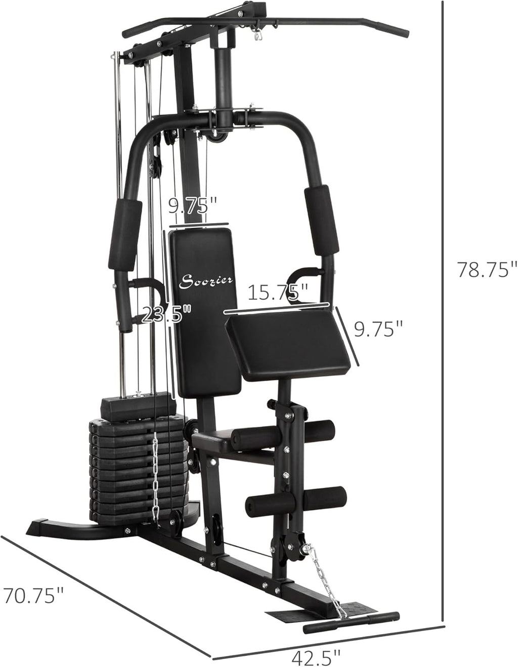 Multifunction Workout Station with 100Lbs Weight Stack B472819