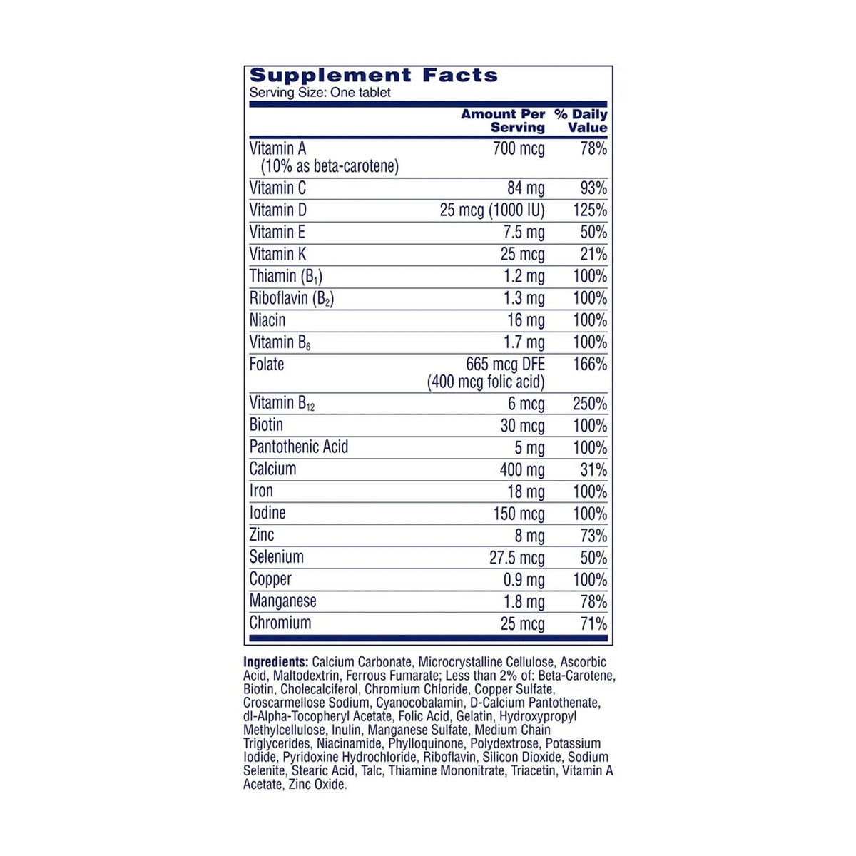 100 count Multivitamin Tablets S80962