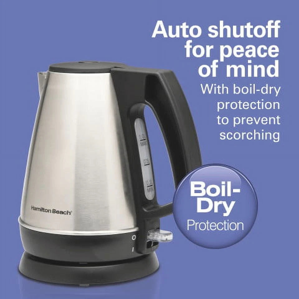 1 Liter Stainless Steel and Black Electric Kettle Y970