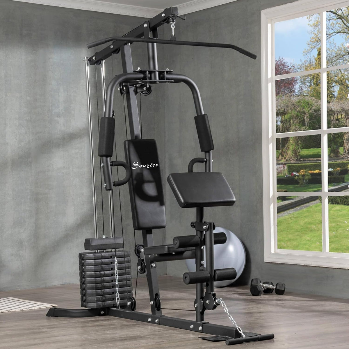 Multifunction Workout Station with 100Lbs Weight Stack B472819