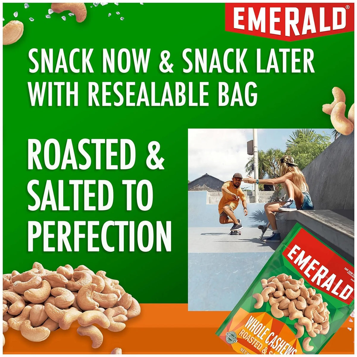 Whole Cashews Roasted & Salted 8 CT Box 20 oz Pack of 6 G948