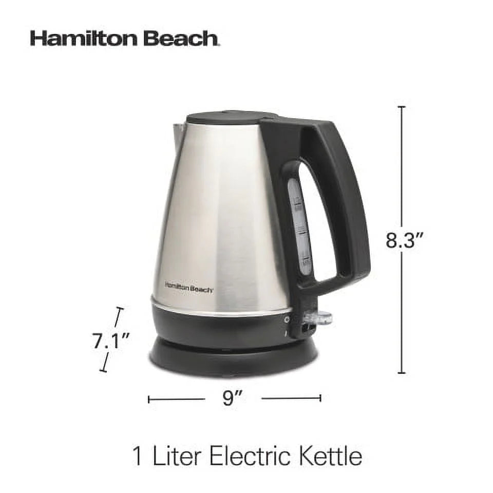 1 Liter Stainless Steel and Black Electric Kettle Y970