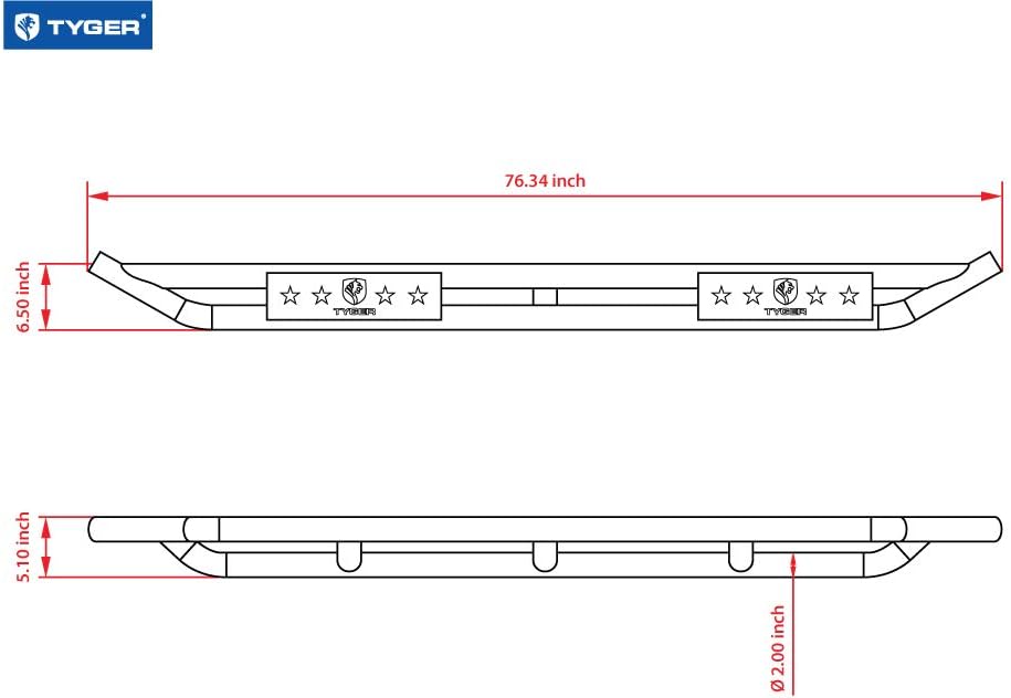 Textured Black Side Step Nerf Bars Running Boards F68639