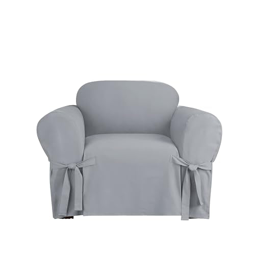 Khaki Heavyweight Cotton T-Cushion Chair Slipcover U21037
