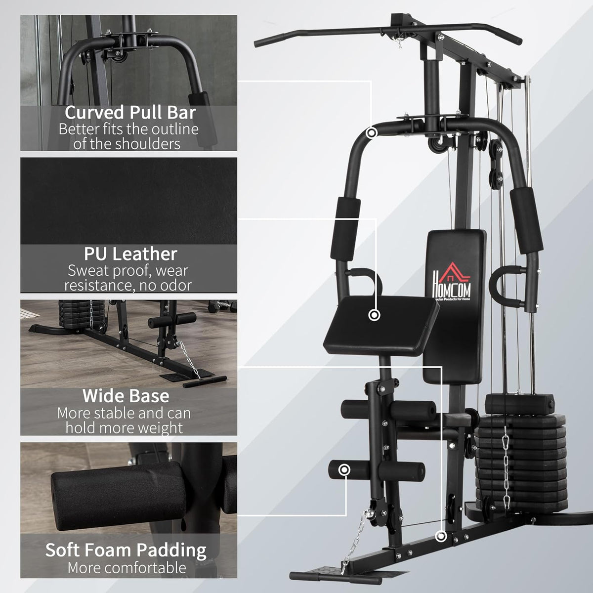 Multifunction Workout Station with 100Lbs Weight Stack B472819