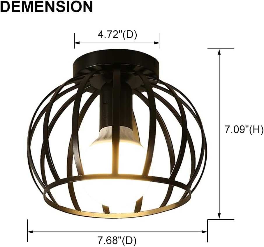 2 Pack Black Semi Flush Mount Ceiling Light Fixture G20266