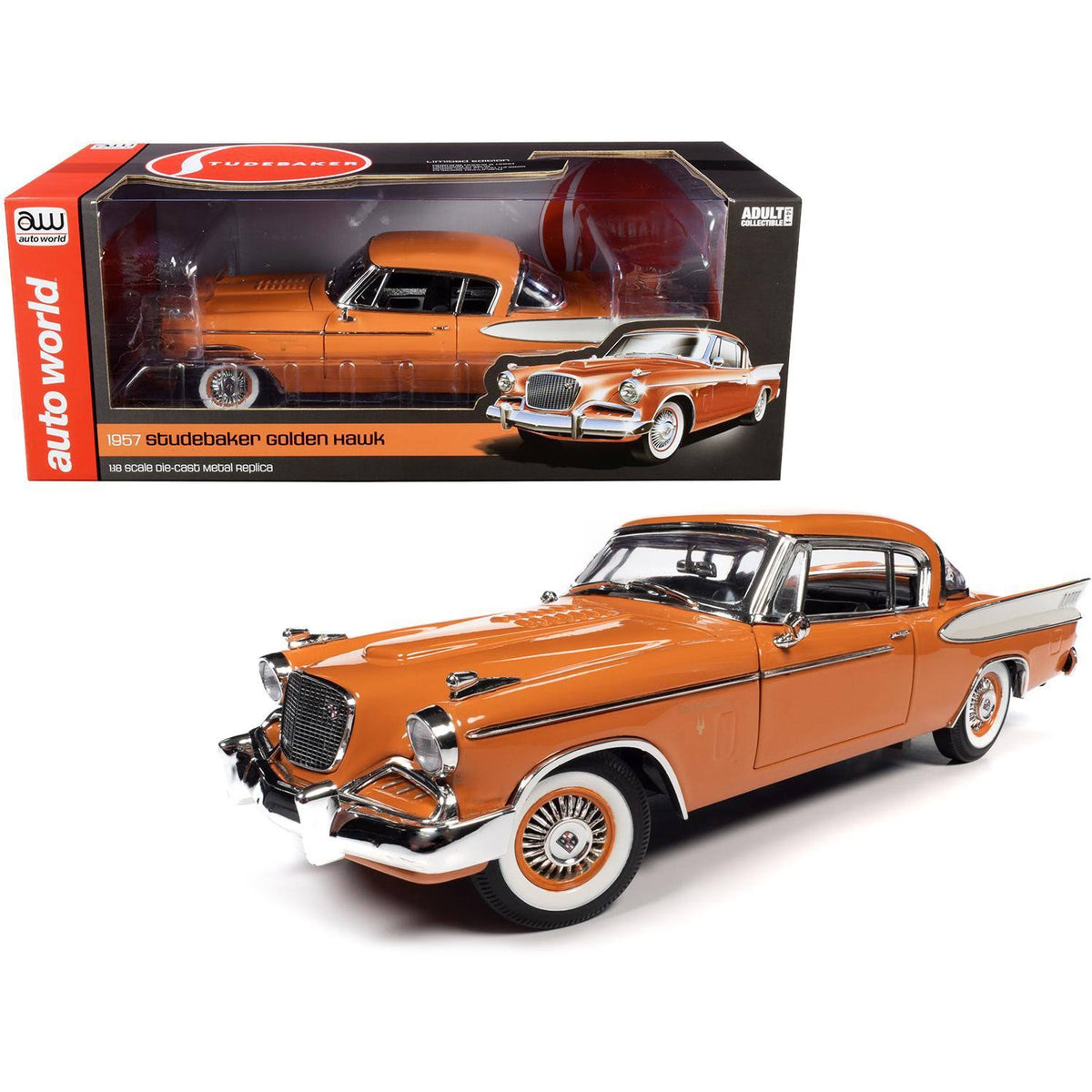 Coppertone Orange and White 1/18 Diecast Model Car V108134