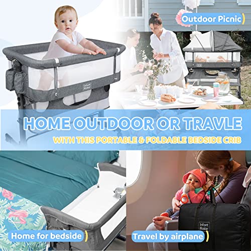 Grey 3 in 1 Baby Bassinet with Mesh Wall R97460
