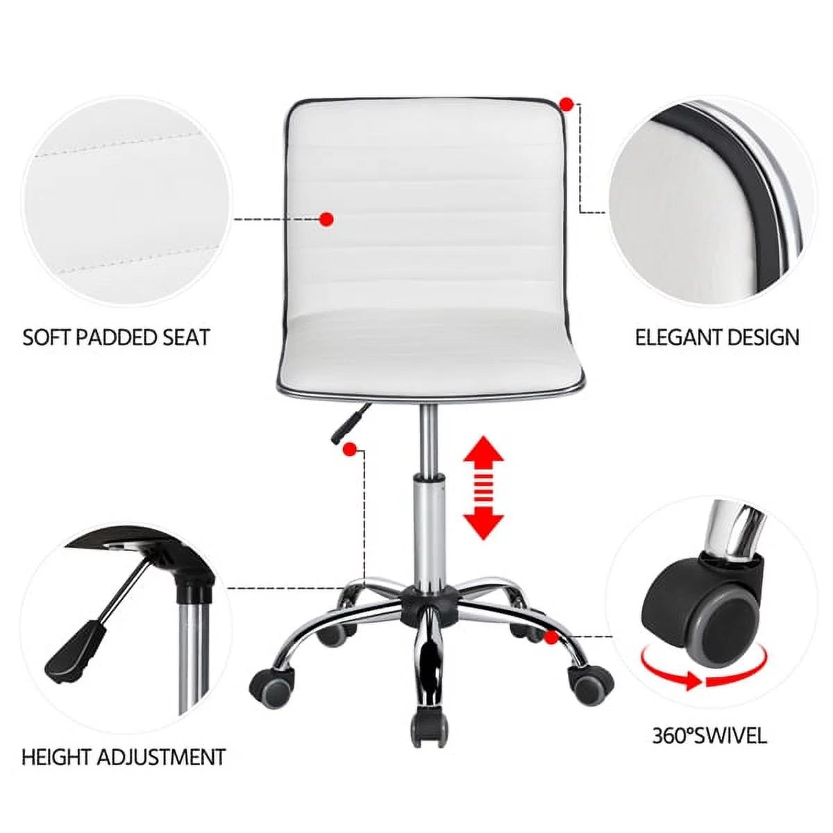 White Foam Task Chair with Swivel & Adjustable Height X5715
