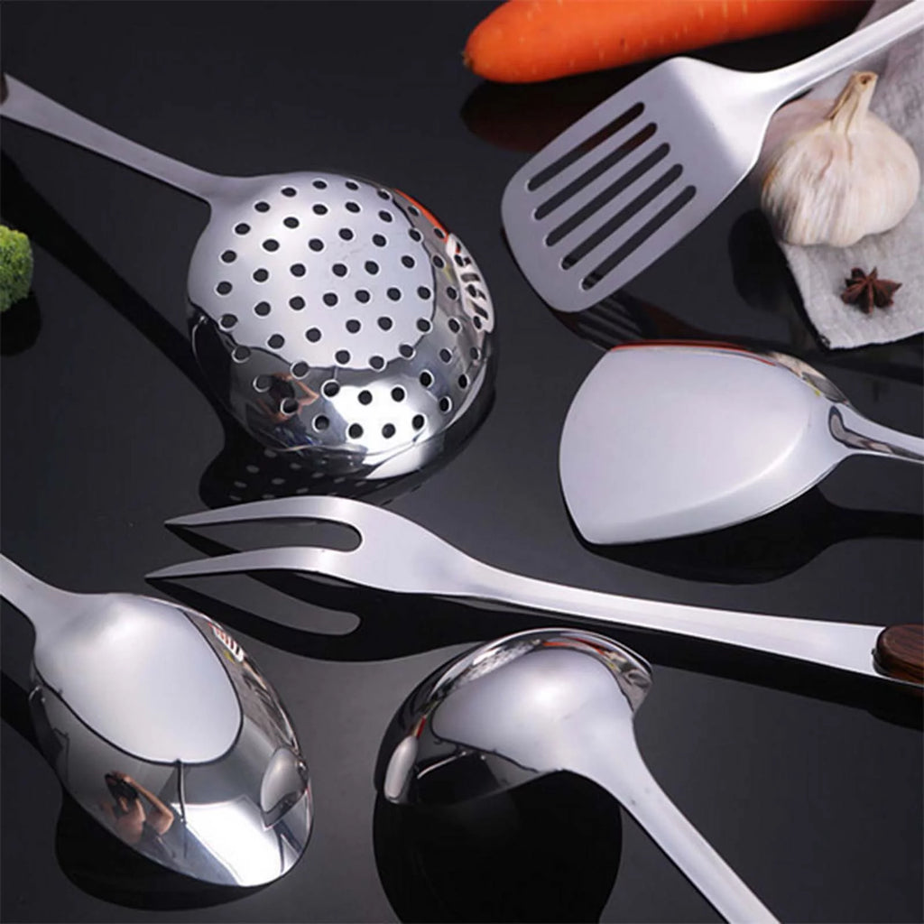 6 Pcs Stainless Steel Cooking Utensils Set with Holder I6226