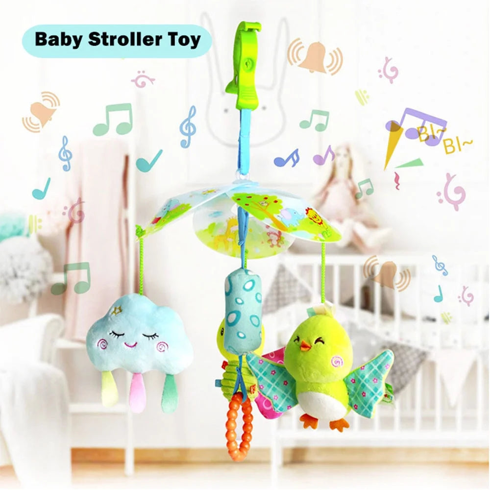 Baby Car Seat Toys Clip On Stroller Toy with Birds and Bees Hanging Rattle, Two Wrist Rattles J74478