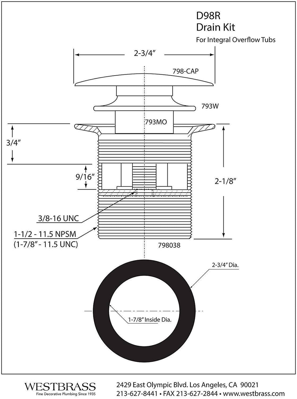 Satin Nickel Bath Drain P94375