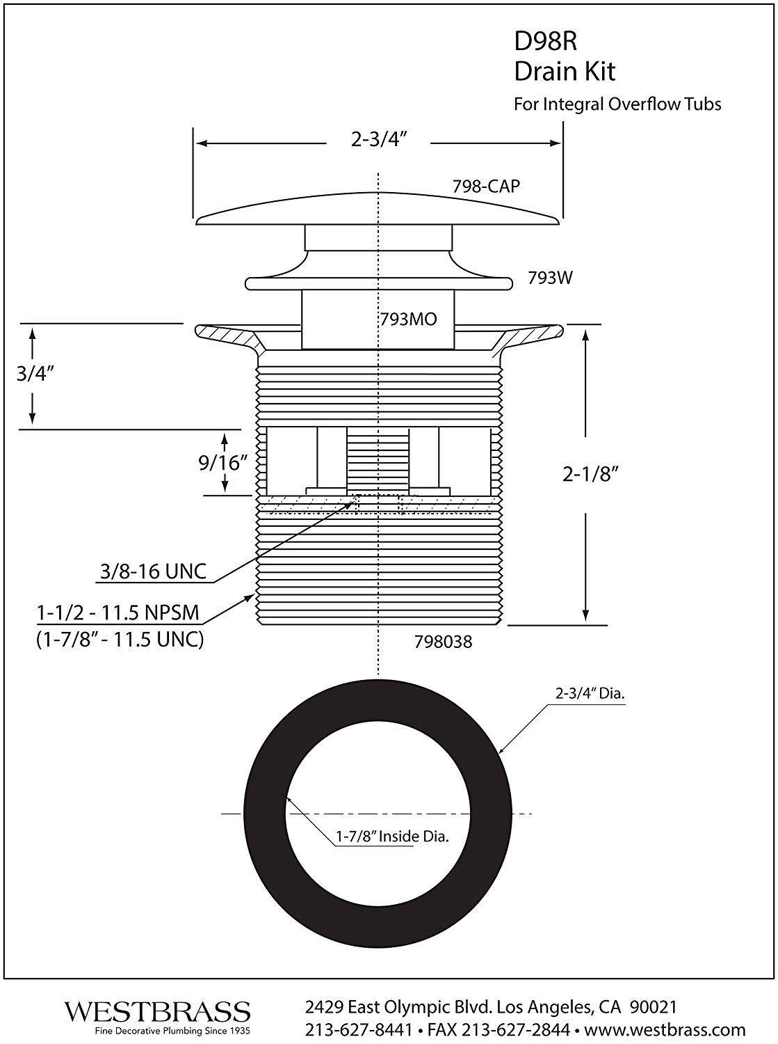 Satin Nickel Bath Drain P94375