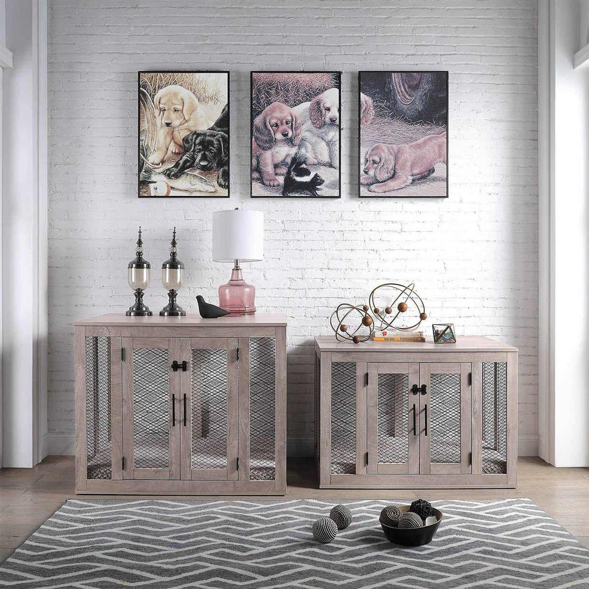 Dog Crate with Cushion and Tray I693