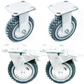 6 inch Heavy Duty Rubber Swivel Caster Wheels 4 Pack with Top Plate W645