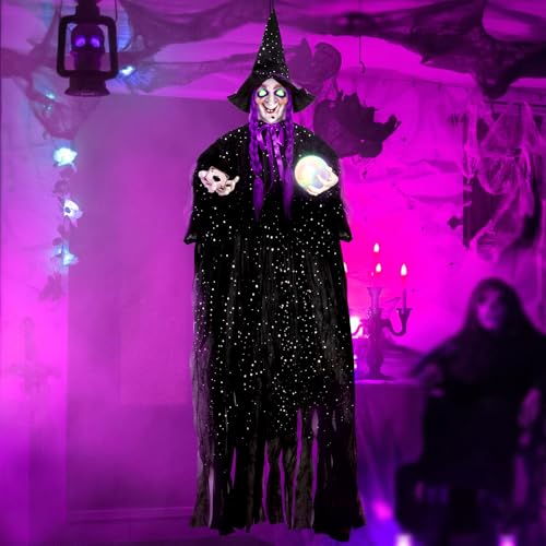 Hanging Talking Animatronics Witch with Sound Activated R748