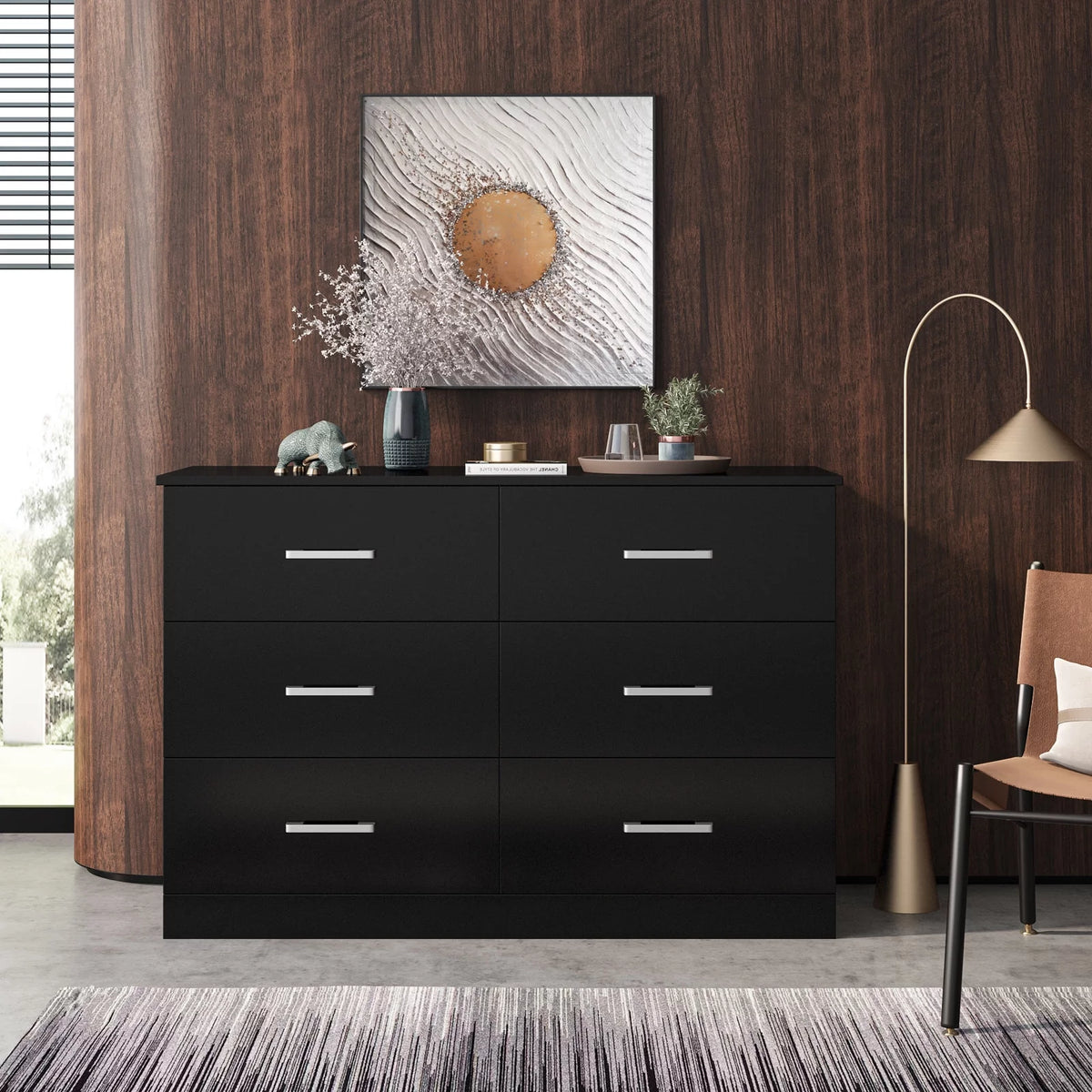 White 6 Drawer Wood Dresser D172