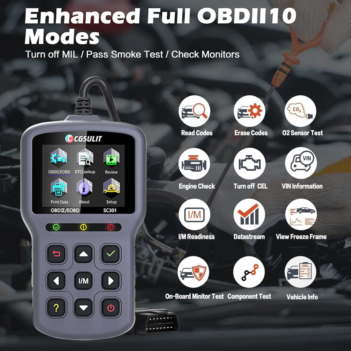 OBD2 Scanner Code Reader with Reset Full OBDII Functions Diagnostic Scan Tool Grey Pack of 2 F7562