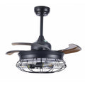 Black Retractable Ceiling Fan with Cage W2197