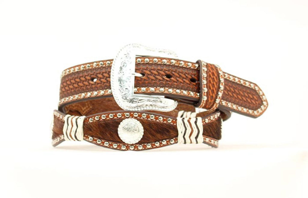 Calf Hair Scallop Crystal/Knot Belt J320