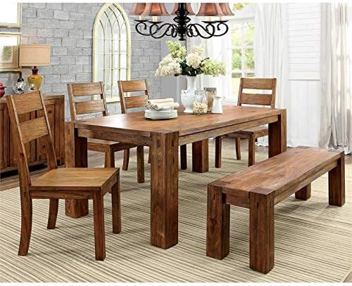 Rustic Wood Dining Bench in Dark Oak H493