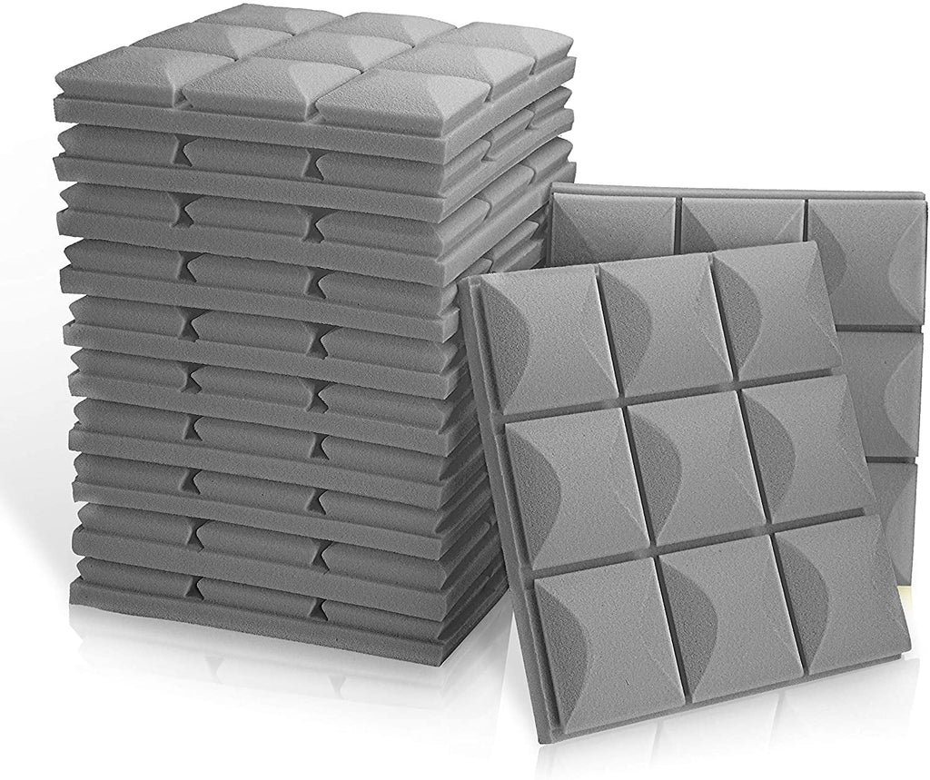 Acoustic Foam Panels 2 x 12 x 12 Mushroom 24 Pack Black K492