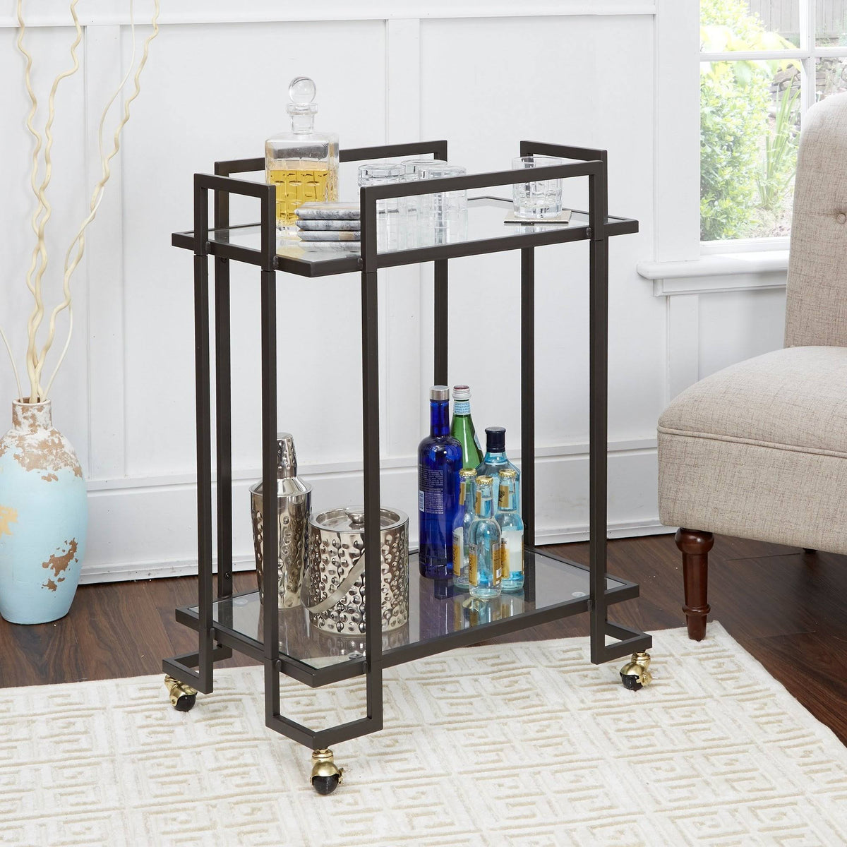 Gold 2-Tier Serving Cart E903103