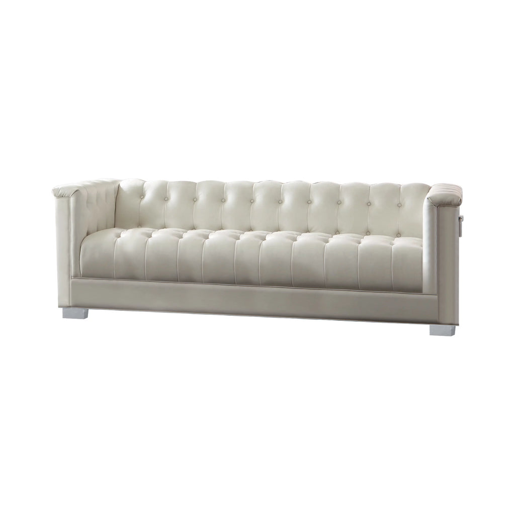 Pearl White Tufted Upholstered Sofa Z95314