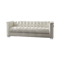 Pearl White Tufted Upholstered Sofa Z95314