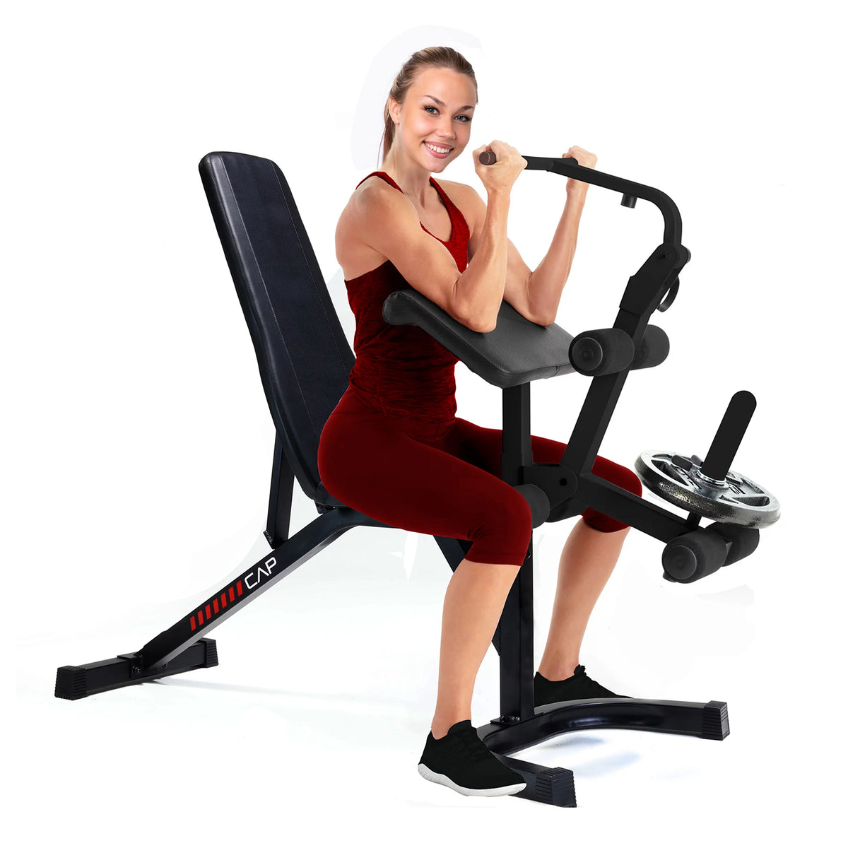 Adjustable Utility Weight Bench with Preacher Curl and Leg Press Attachment P45029