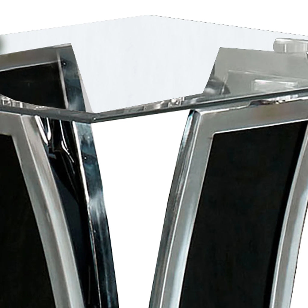 Black and Silver Glass Top End Table V411637