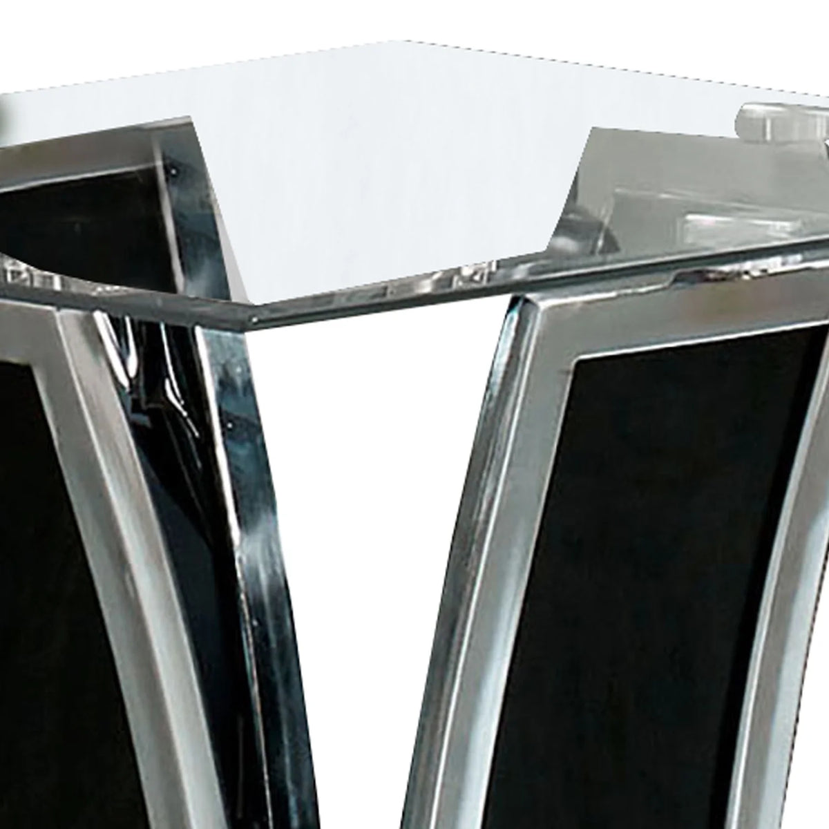 Black and Silver Glass Top End Table V411637