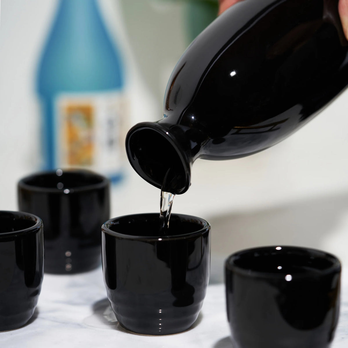 Black Stoneware Sake Set V9363
