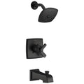 Matte Black Finish Tub and Shower Combo Faucet with Cartridge, Handles, and Valve J434