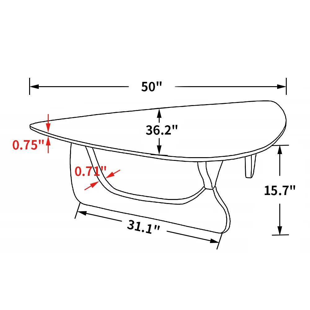 Modern Triangle Coffee Table Glass Top Wood Base S787520