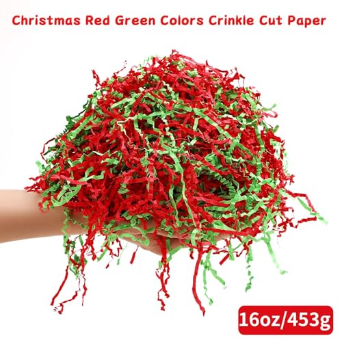 Red Green Crinkle Cut Paper Shred Filler E356