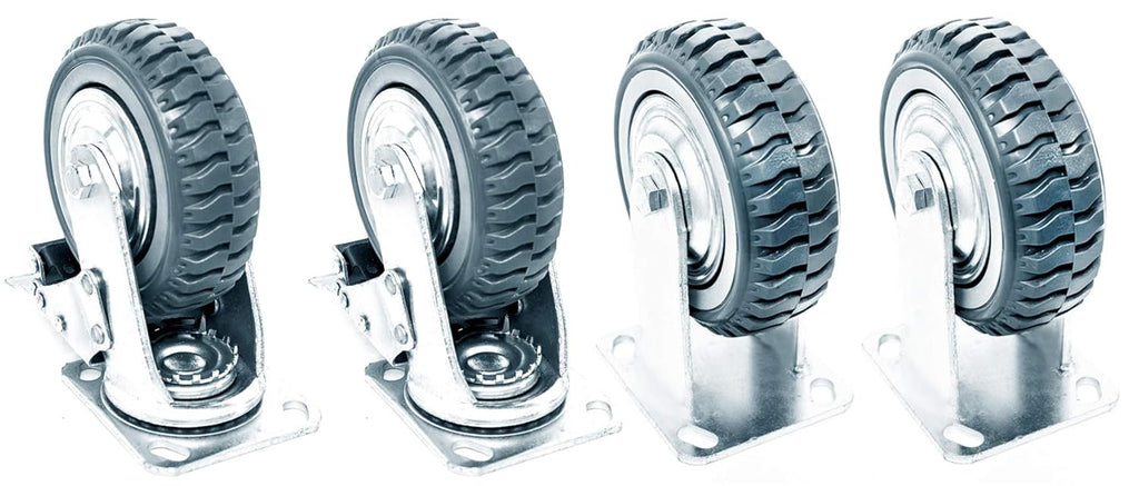 6 inch Heavy Duty Rubber Swivel Caster Wheels 4 Pack with Top Plate W645