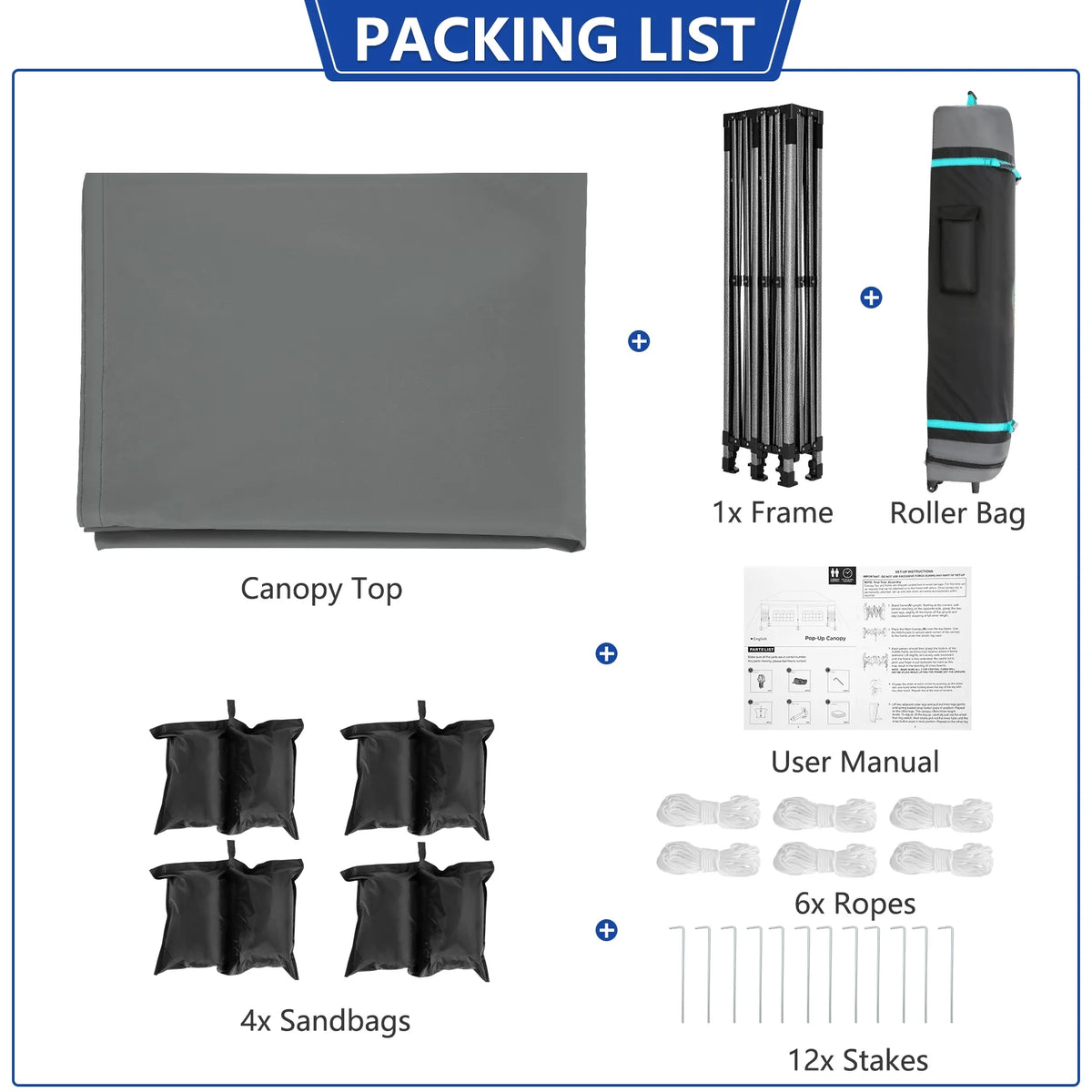 10x20 Heavy Duty Waterproof Canopy with Roller Bag J516