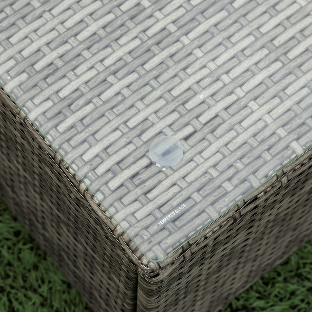 4 Piece Patio Sectional Wicker Rattan Outdoor Furniture Sofa Set with Storage Box Grey D23091