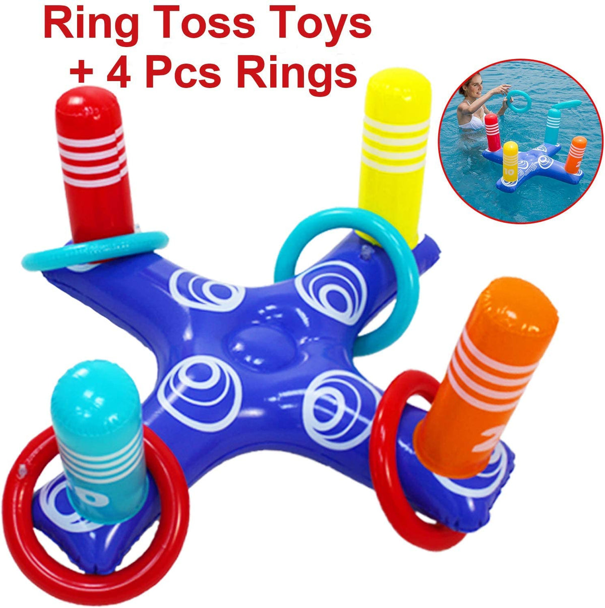 Pool Ring Toss Game with 4 Pcs Rings R38671