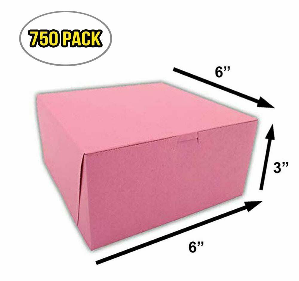750 Pack Pink Cardboard Pastry Boxes K856484